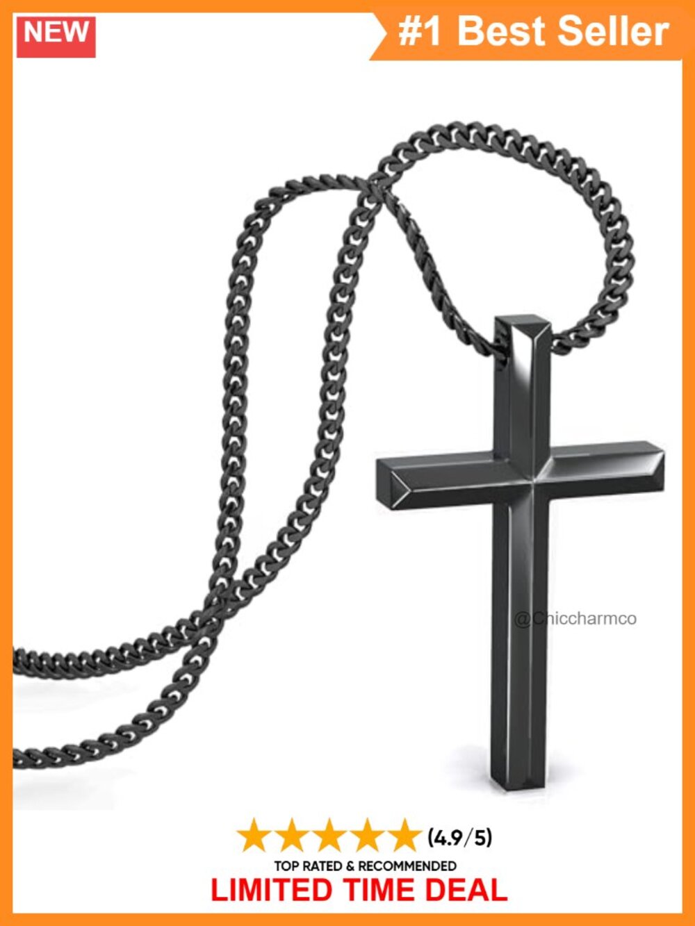 SERASAR Cross Pendant Necklace 316L Surgical Stainless Steel Waterproof